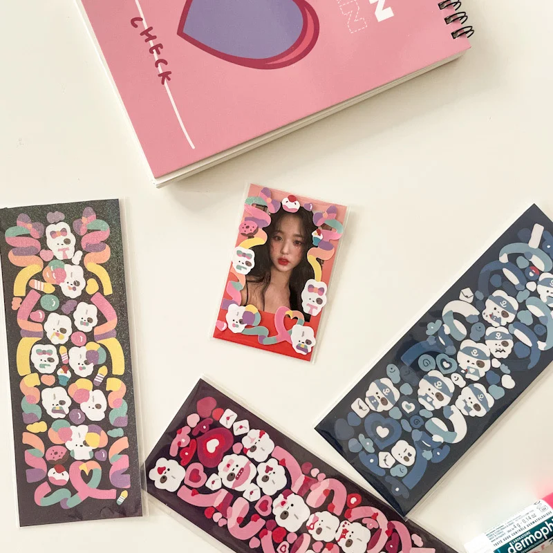 1Pc Ins Laser Color Ribbon Sticker Kawaii Rabbit DIY Scrapbooking Mobile Phone Computer Decoration Stickers Stationary Supplies