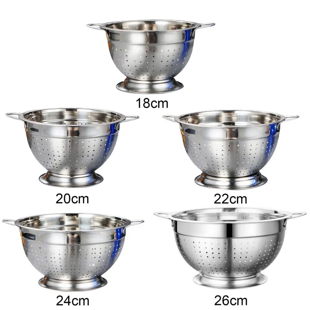 Kitchen Washing Strainer Bowl Multipurpose Drain Basket Stainless Steel Metal Handle Fruit Strainer Salad Vegetables Colander