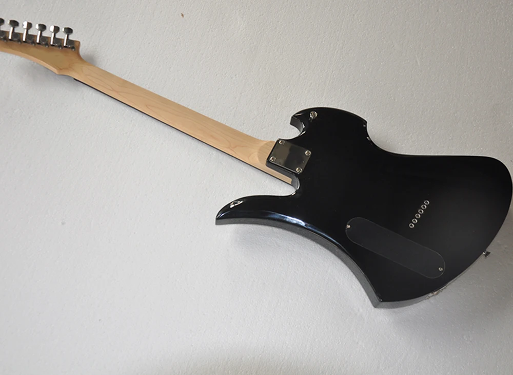 Black/Red String-thru-body Electric Guitar with Rosewood Fretboard,24 Frets,Customized Logo/Color Available