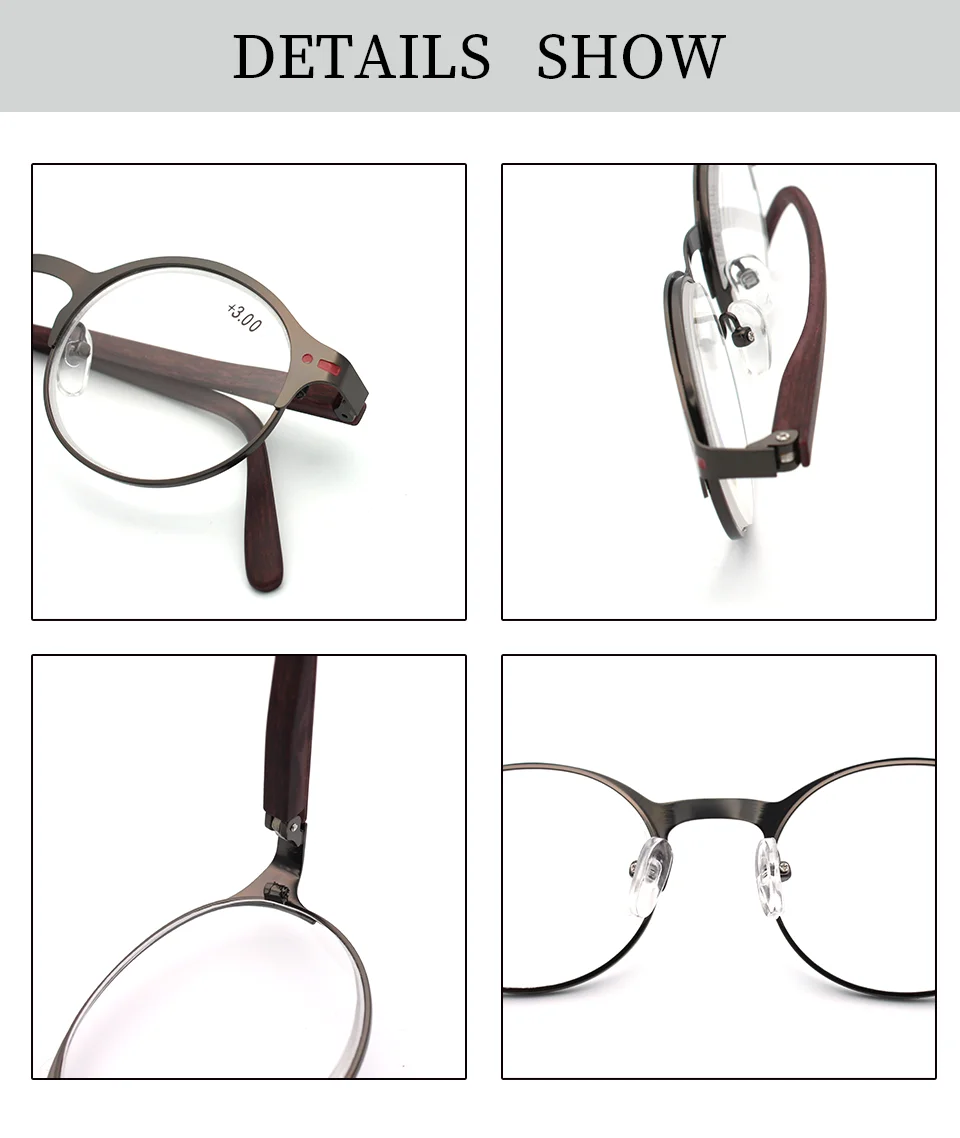 KAEDEK Männer und Frauen ultraleichte Lesebrille Retro-Kunststoff runder Rahmen Federscharnier hochwertige Dioptrienbrille – Detail 4