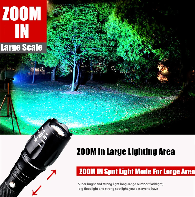 El más nuevo 2024 100000   Linterna LED más potente con Zoom, 5 modos, linterna táctica, lámpara de mano recargable para ciclismo