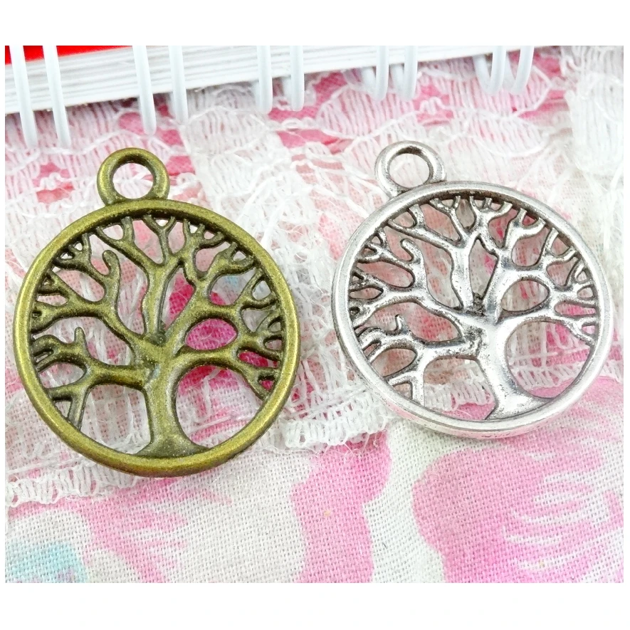 

60Pcs 23.5*19.8MM Antique Silver Plated Bronze Color Tree Charms Pendant Diy Jewelry Accessories