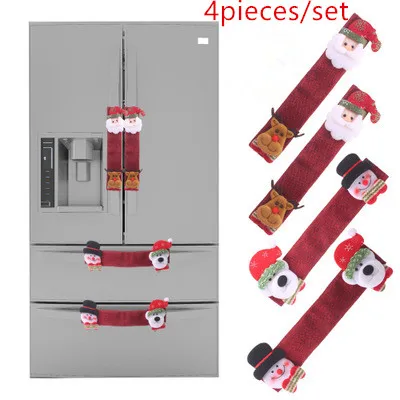 Cubiertas para manijas de nevera, cubiertas para manija de puerta de horno microondas y lavavajillas, decoraciones navideñas para el hogar, 4 unids/set por juego