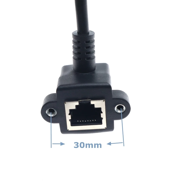 RJ45 Male-to-Female 90 Degree Angle LAN Ethernet Connection Extension Cable With Mounting Screw Holes for Computers and Routers