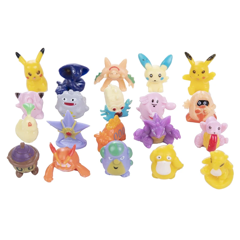 Figuras de acción de Pokémon, 24-144 piezas, Pikachu, 2-3CM, Mini mascotas sin repetición, modelo de colección, regalo de cumpleaños para niños