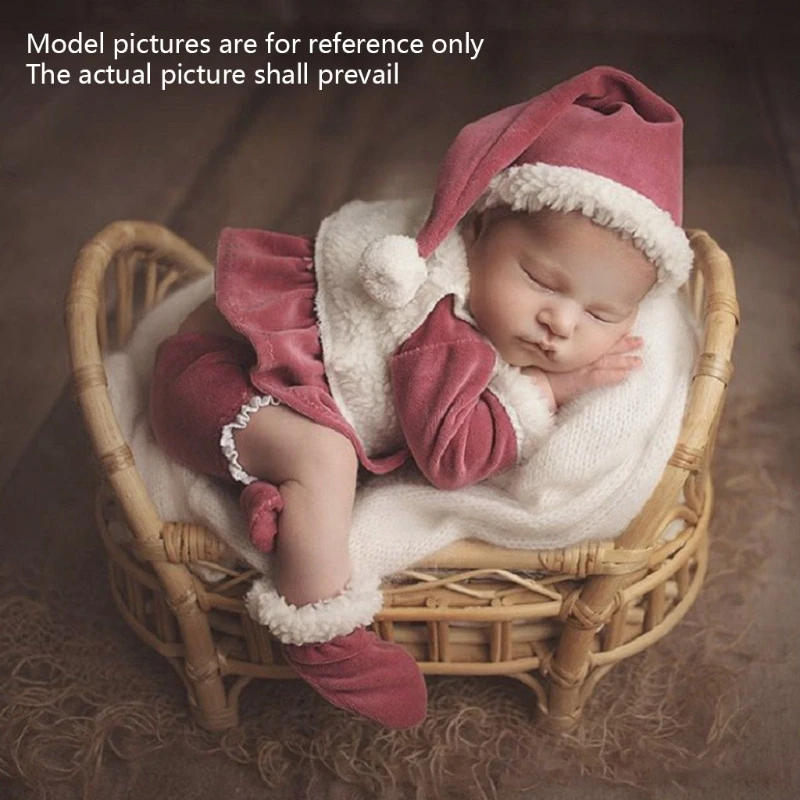 2024 New Newborn Photography Props Christmas Outfits Baby Coat Pants Hat Shoes Set Infants Fotografia Photo Shooting Clothing