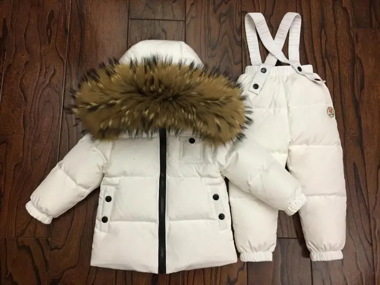 Russian Winter Down Suit Super Warm Children Winter Suits Boys Girl Duck Down Jacket+overalls 2 Pcs Clothing Set  Kids Snow Wear