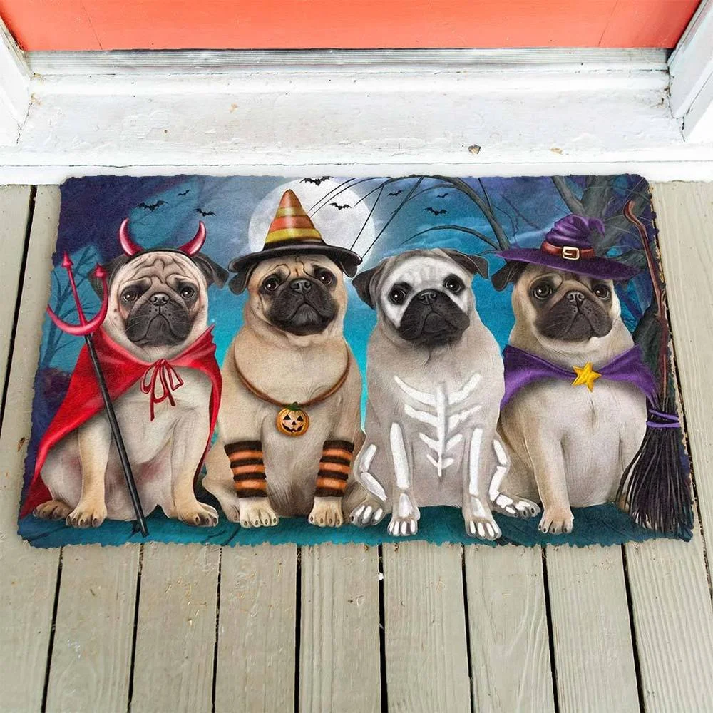 CLOOCL 3D Graphic Halloween Doormat Animals Dogs German Shepherd House Doormat 3D Print Absorbent Mat Floor DoorMat Non-Slip