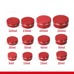 10/15/20/30/50/60/80/100/150g empty round Red aluminum box metal tin cans cosmetic cream DIY refillable jar tea Aluminum Pot