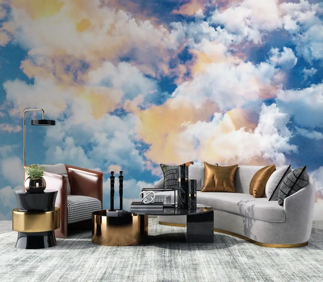 custom Dreamy clouds and fresh seabirds Photo Mural 3D Modern Wallpapers for Living Room TV Bedroom Tapety Home Decor Stickers