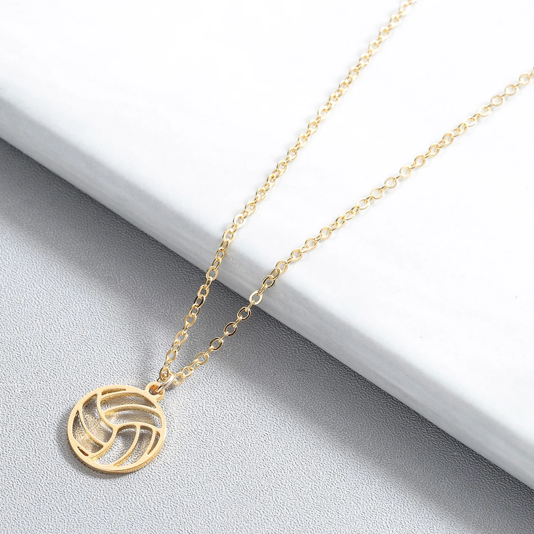 CHENGXUN Cute Volleyball Pendant Necklace for Children Hollow Sports Charm Necklace Women Girls Everyday Jewelry Birthday