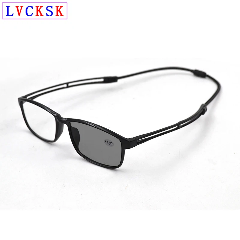 

Magnet Hanging necK Photochromic Reading Glasses magnifier Women Men Presbyopia Sunglasses Adjustable Legs Spectacles 0,+1~+4 L3