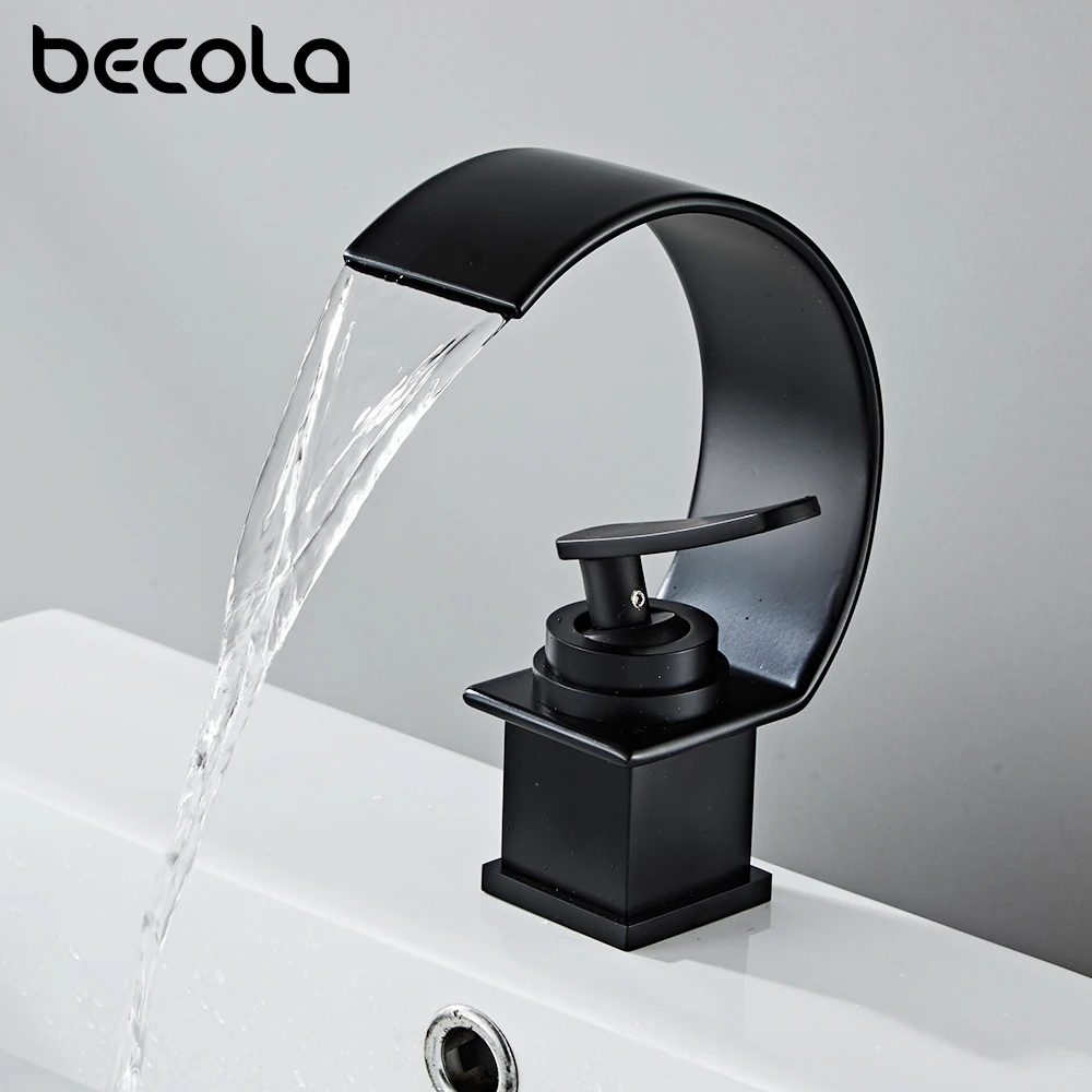 

Becola Single Handle Basin Faucets Brass Black/Gold Bathroom Taps Water Sink Creative Deck Mounted Mixer Tapware For Bath