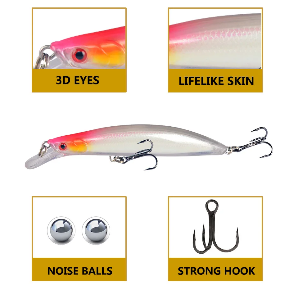 11cm 13g Hot Model Fishing Lures Hard Bait 5color for Choose Sinking Minnow Quality Professional Minnow Depth0-2.5m