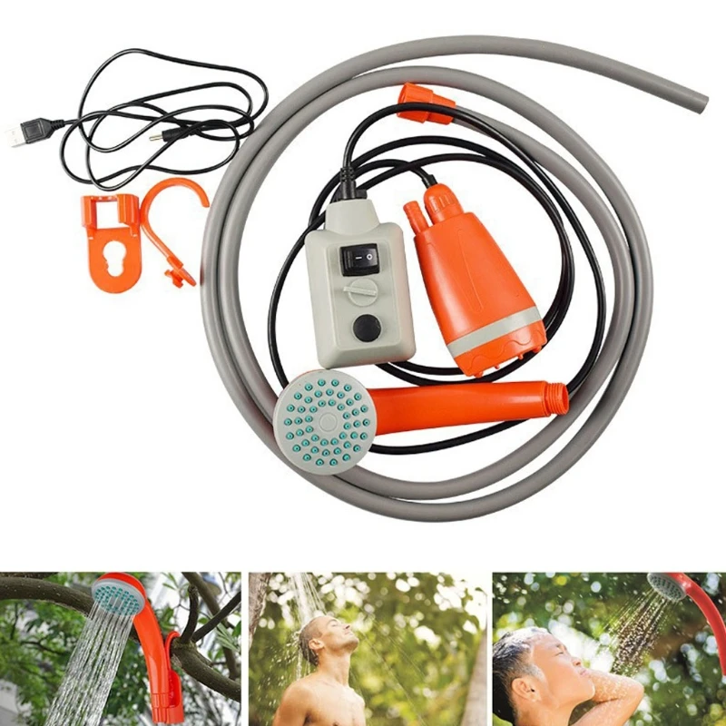 Portable Outdoor Shower Waterproof Multi-purpose Car Camping Shower Head USB Rechargeable Power for Family