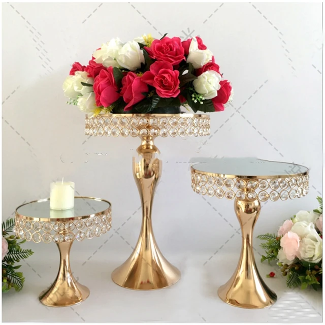 

3sets)3pcs/set)Gold Metal Crystal flower stand Stand Wedding Gold Metal Flower Vase Stand yudao1988
