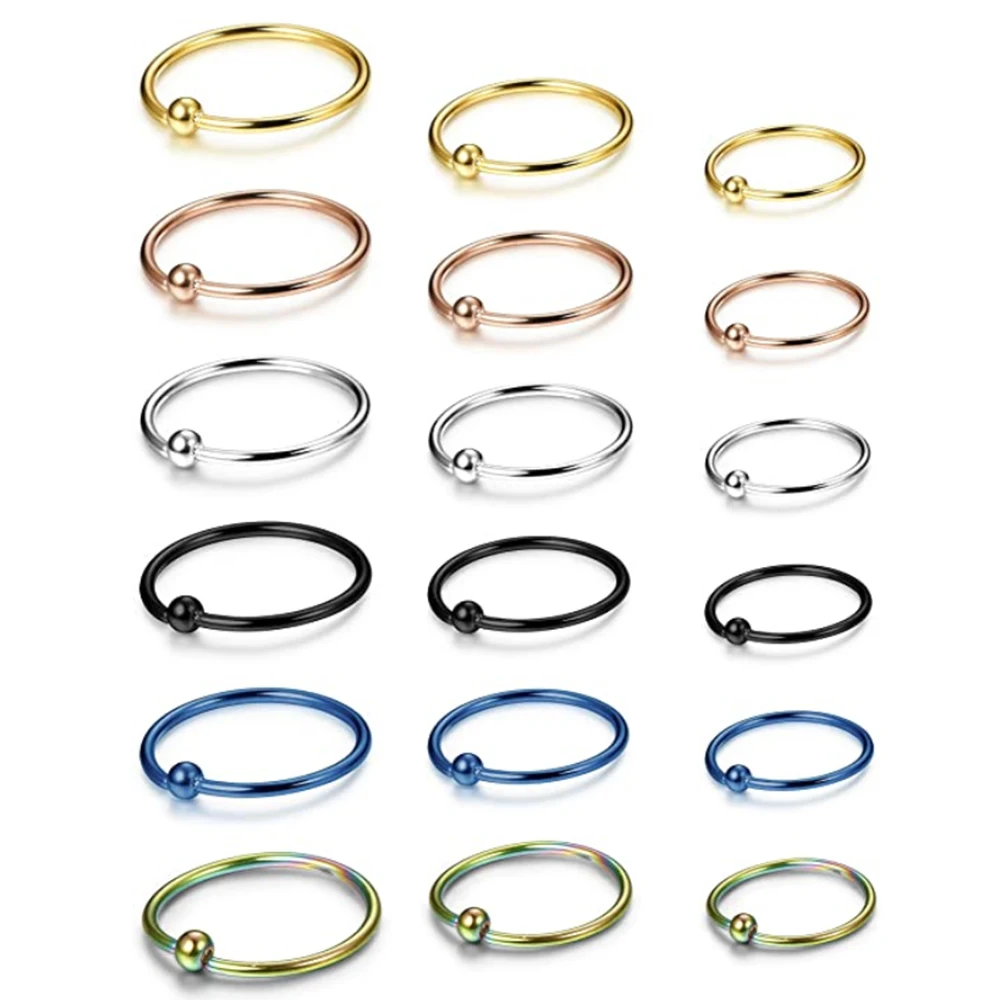 3PCS 20g Surgical Steel Captive Bead Ring Ear Hoop Nose Ring Ear Tragus Cartilalge Piercing Nipple Ring Body Jewelry Earring