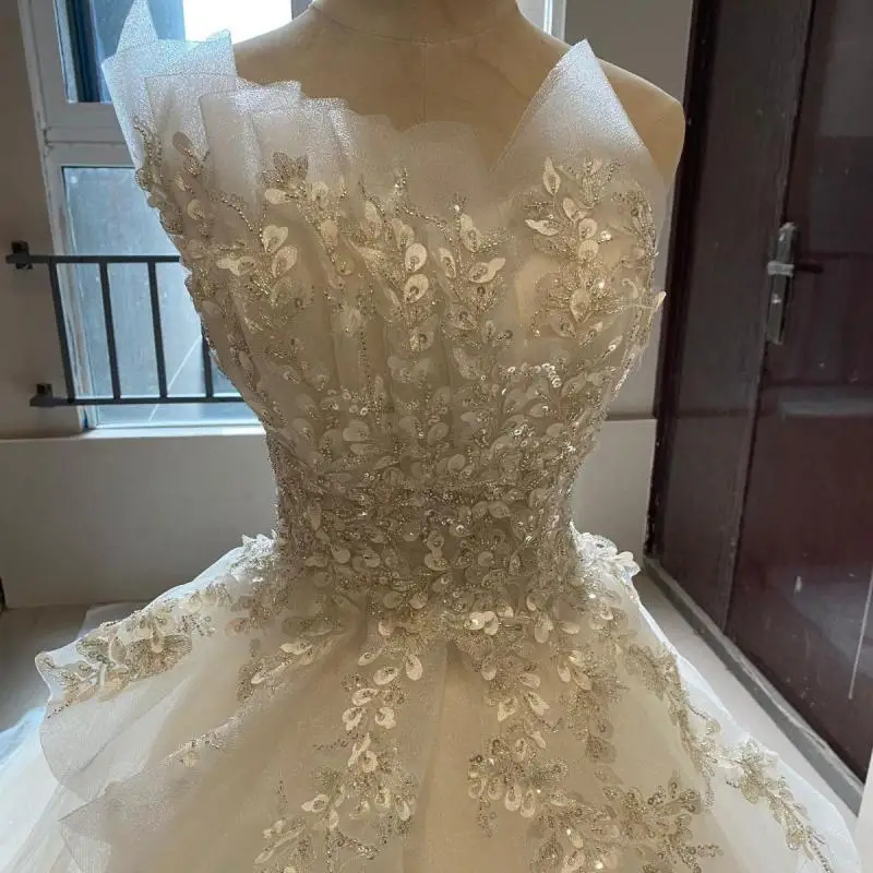 Vestido de noiva 2021, vestido luxuoso com renda, sem alças, elegante, varre, trem, princesa, tamanho personalizado