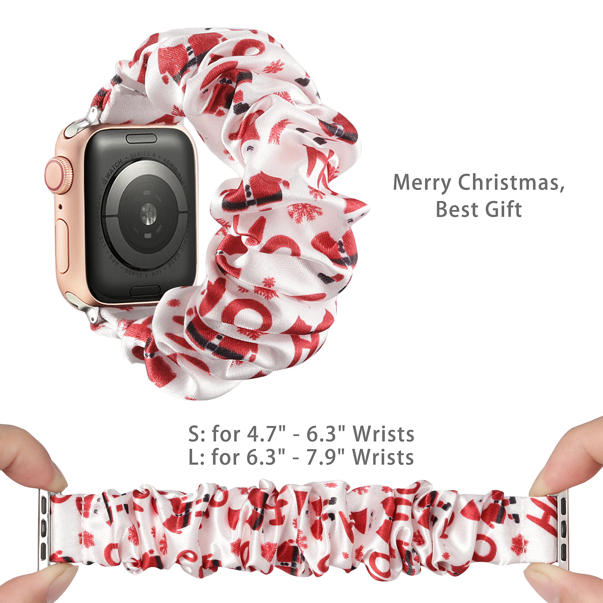 Toyouths Christmas Scrunchies Bands for Apple Watch SE Women Woven Strap Elastic Fabric Strap for iwatch series 6 5 4 3 2 1