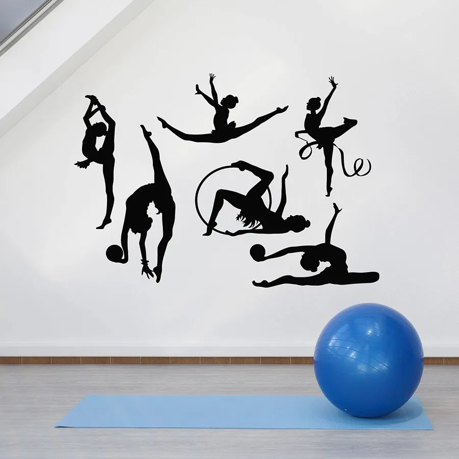 

Gymnastics Wall Decal Athlete Sport School Dancing Girls Figure Yoga Room Interior Decor Window Vinyl Stickers Art Mural M964