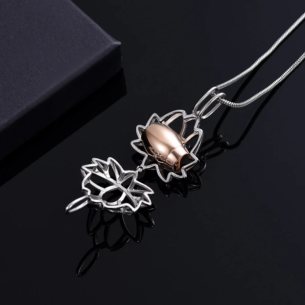 Cremation Jewelry Ashes Urn Pendant Necklace with Hollow Urn Cremation Jewelry for Ashes Lotus Flower Shape Keepsake