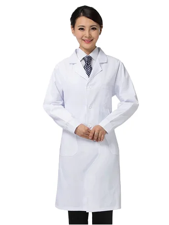 

Unisex Long Sleeves Scrubs Lab Nurse Doctor White Coat Uniforms