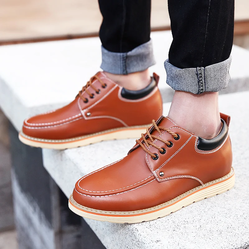 Hidden Heel 6cm Man Shoes Leather Genuine Elevator Shoes for Men Full Grain Cow Leather Lace Up Casual Formal Dress Brown Shoes