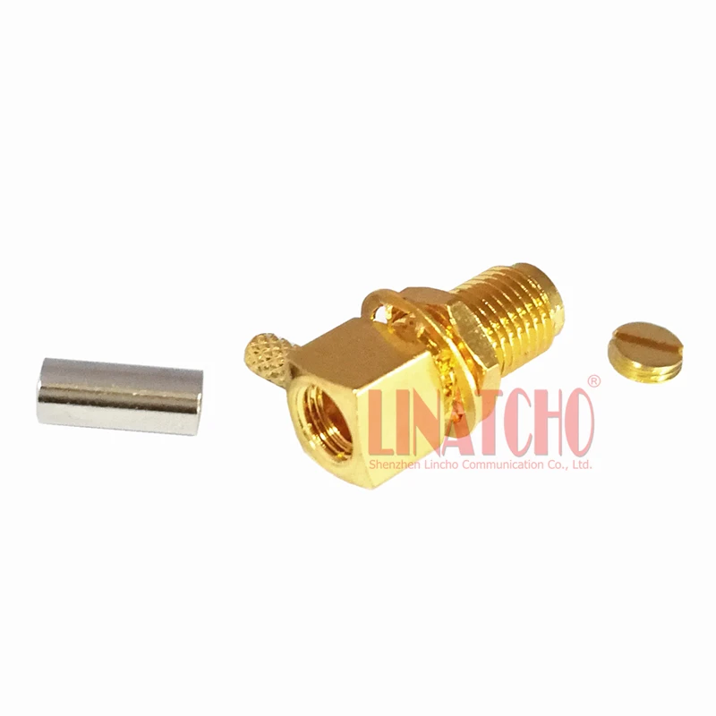 Golden lmr100 rg174 rg316 cabo coaxial ângulo direito crimp sma conector fêmea