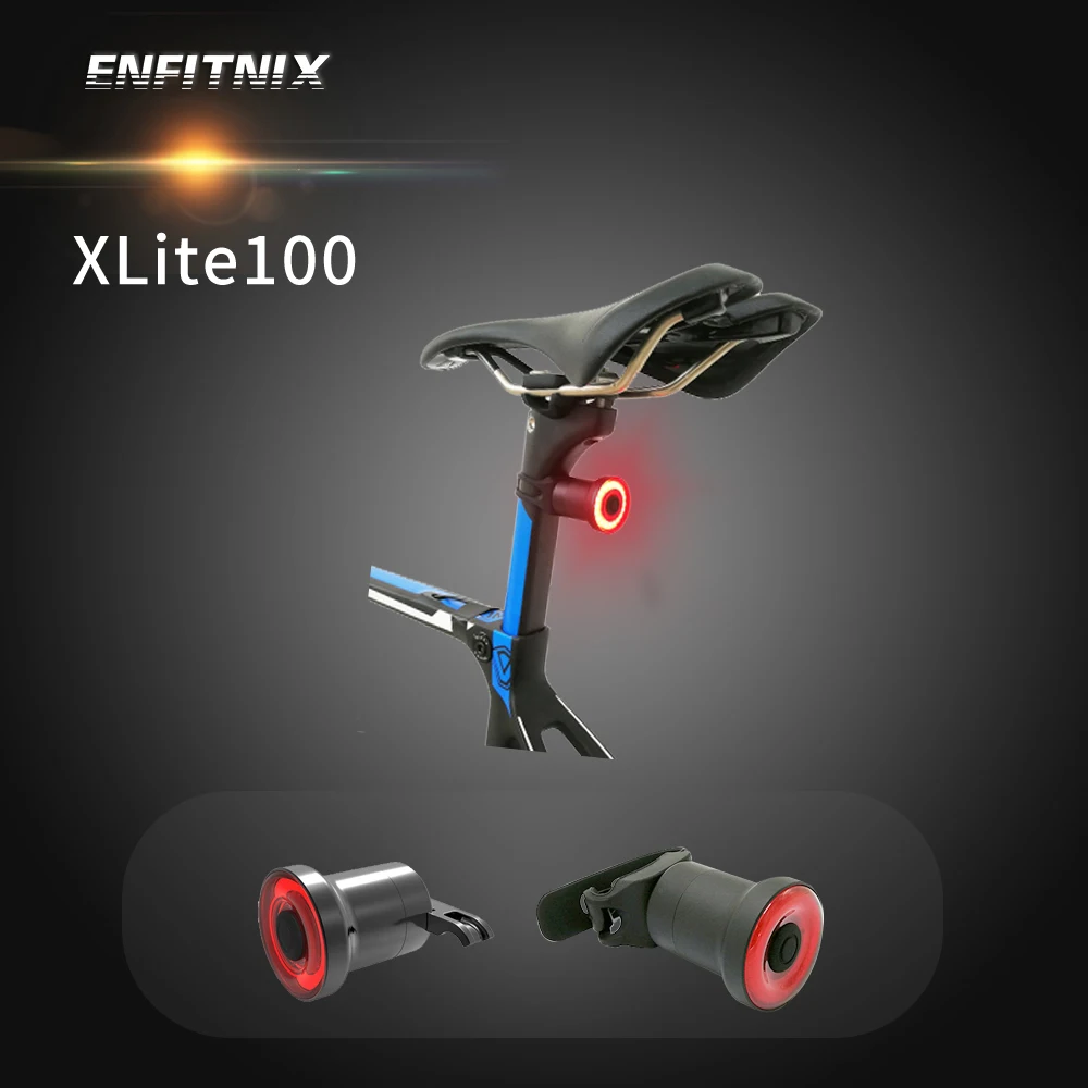 Enfitnix Smart Tail Light XLite100 Bicycle Brake Sensing Flashlight Cycling Auto Start/Stop Rear Light USB Charge IPX6 LED Light