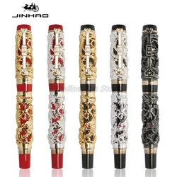 Jinhao Vintage Metal Carving Embossing Ancient Silver Dragon Phoenix Heavy Roller Ball Pen Professional Office Stationery