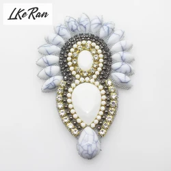 Fashion 2Pc 62x92mm Classic White Myitsone Acrylic Rhinestone Applique milky color for dress hair accessory DIY Shoes decoration