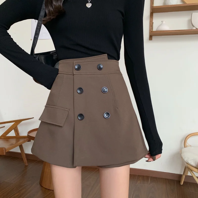 Spring Autumn Large Size Boots Pants High Waist Loose Casual Shorts Women's Clothing Winter A-line Wide-leg Skirt Pants D1467