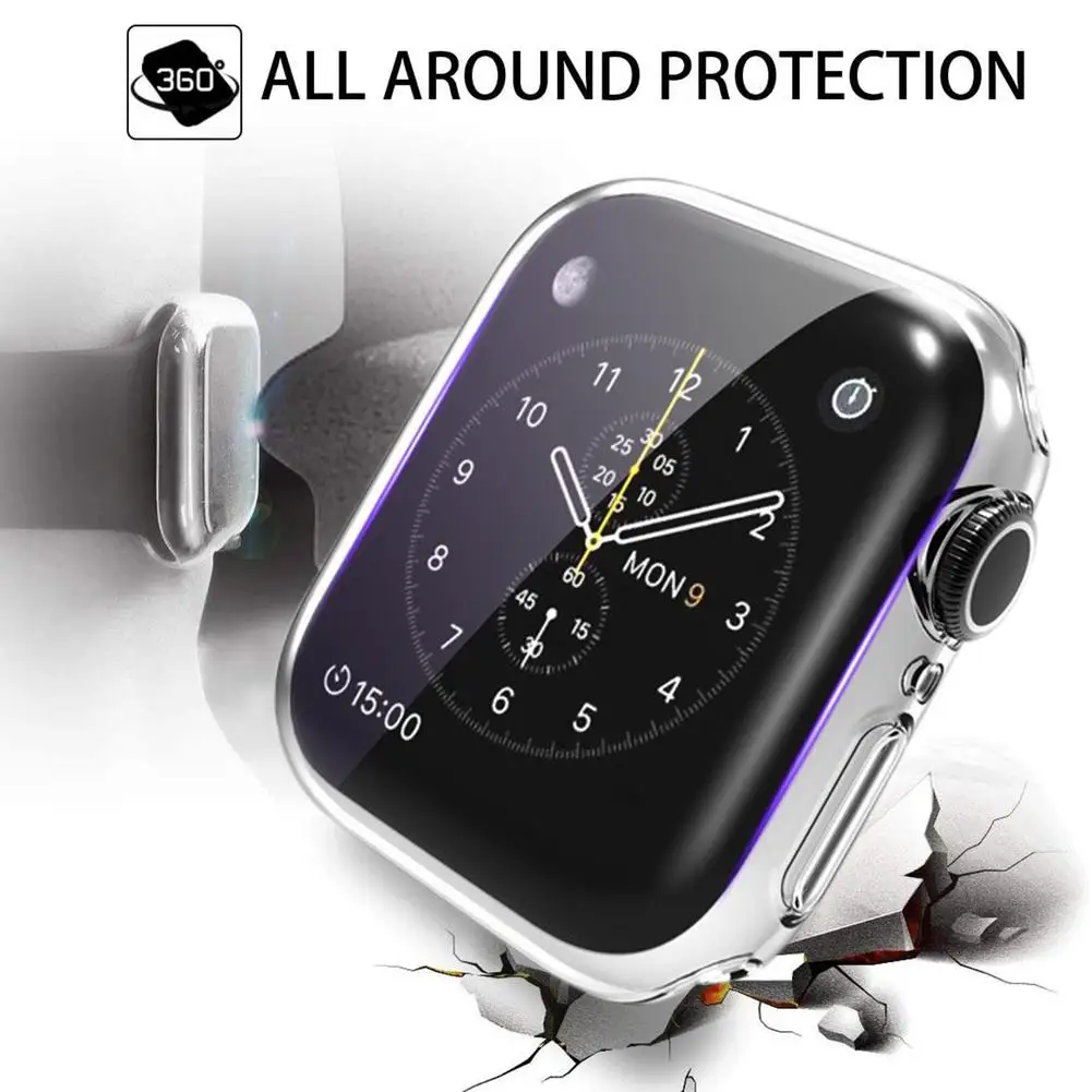 Capa transparente para apple assista caso 7 45mm 41mm iwatch 7 tpu pára-choques protetor de tela clara apple relógio acessórios