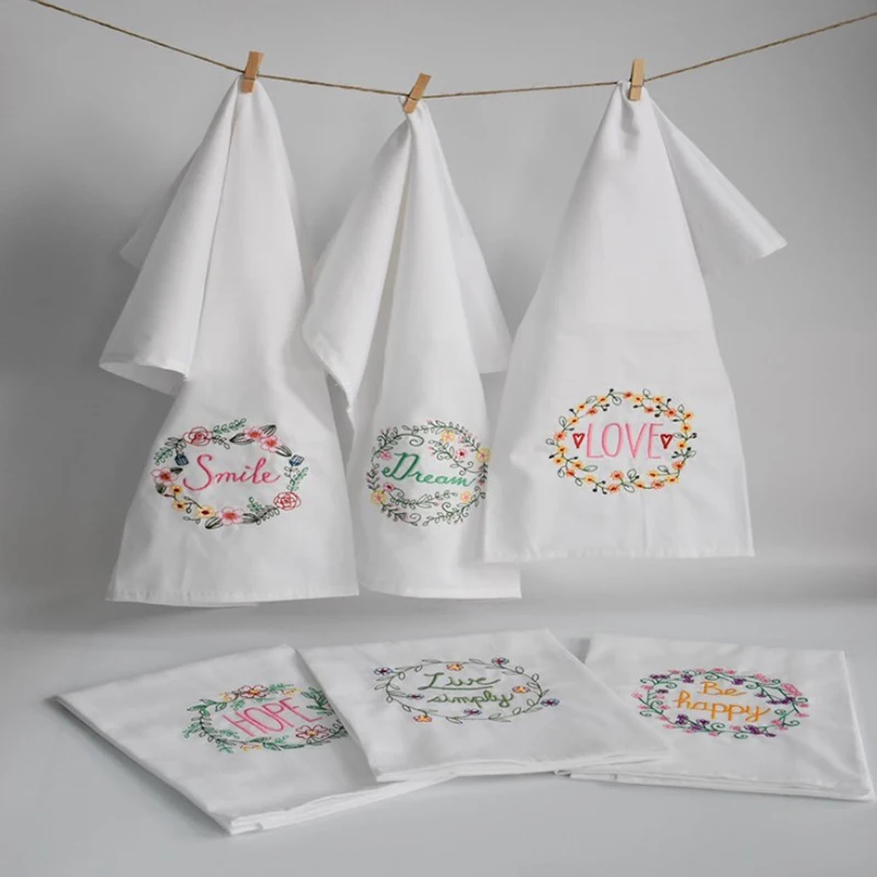 6pcs/set Napkins 45×65cm High-quality Embroidered Tea Towels Cotton Kitchen towels Cloth Napkins for Wedding，decoration mariage