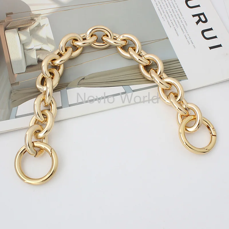 Gold/silver 30-120cm 23mm Oversize Large Thick Chains Light Weight Alumium Women bag cool handbag shoulder strap Carabiner chain