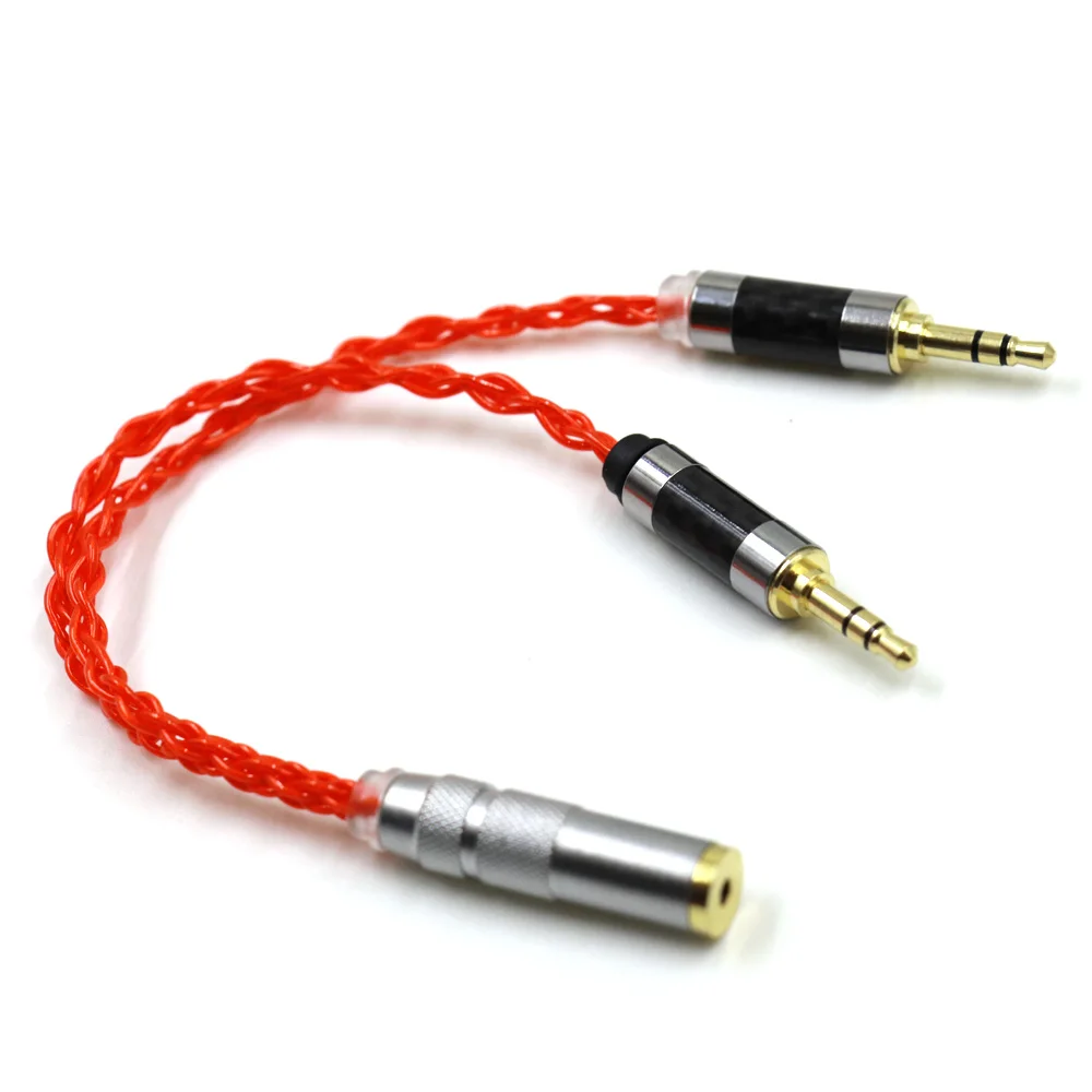 TOP-HiFi-Cable adaptador macho a hembra balanceado, adaptador de 10cm, UP-OCC, individual, plateado, cristal, 2x3,5mm, 4,4mm, naranja, para PHA-3 Pono Player