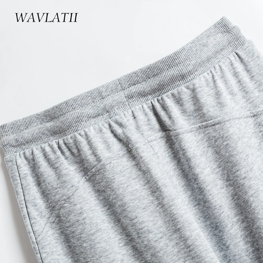 WAVLATII New 2021 Women Terry Casual Pants Female Black Gery Cotton Trousers Lady Sports Soft Pants WP2101