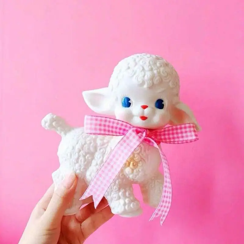 Retro klassische Gummi Schaf Puppe süße Mädchen Schatz Stimme Tier Geschenk Modell Lamm statische Schreibtisch Zimmer Wohnaccessoires Ornamente – Detail 13