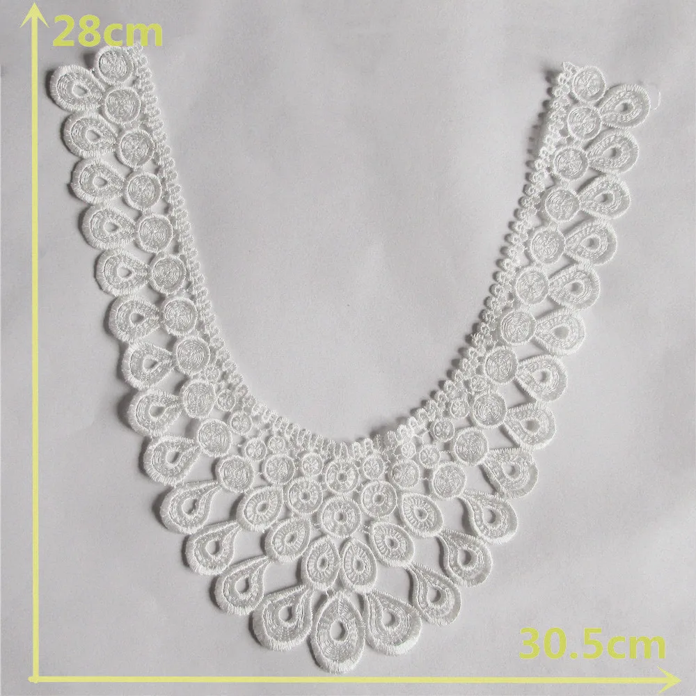 high quality white Embroidered Lace Collar Neckline Venise Applique Embroidery Sewing on Patches Sewing Fabric Accessories YL79