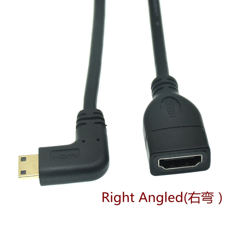 1080P Mini HDMI-compatible To HDMI Cable Male To Female 90 Degree Right Angled Converter Adapter M-F Extension Adapter Connector