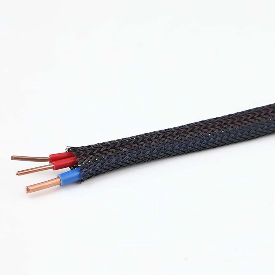 35mm 40mm 45mm 50mm 55mm 60mm 70mm 80mm 90mm 100mm Black Braided Cable Sleeving Expandable Wire Harness Auto Sheathing PET