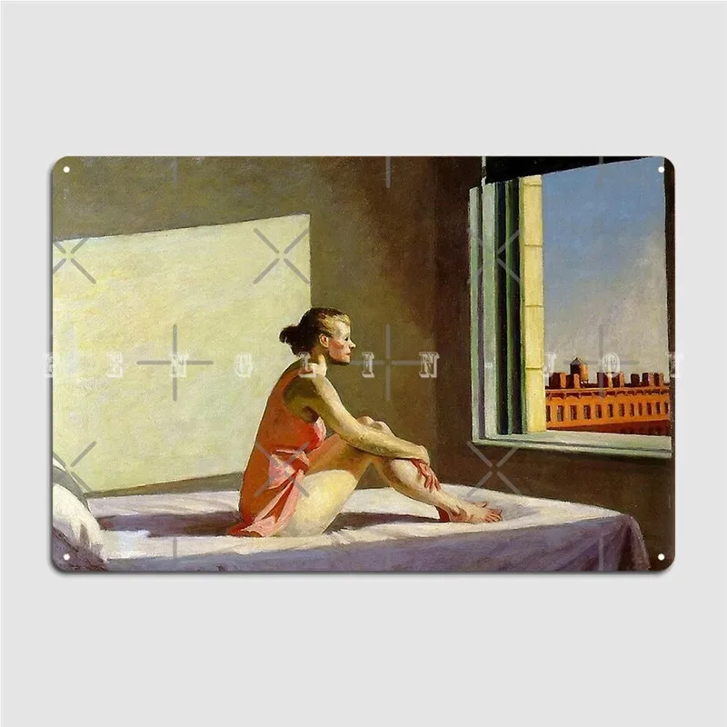 Morning Sun Edward Hopper Metal Sign Club Living Room Vintage Mural Painting Tin Sign Poster