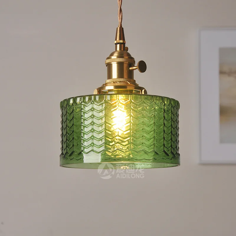 Imagem -04 - Iwhd-modern Green Glass Pendurado Lâmpada com Botão de Cobre Interruptor Nordic Led Pendant Light Luminaria Hanglamp Jantar e Sala Luzes