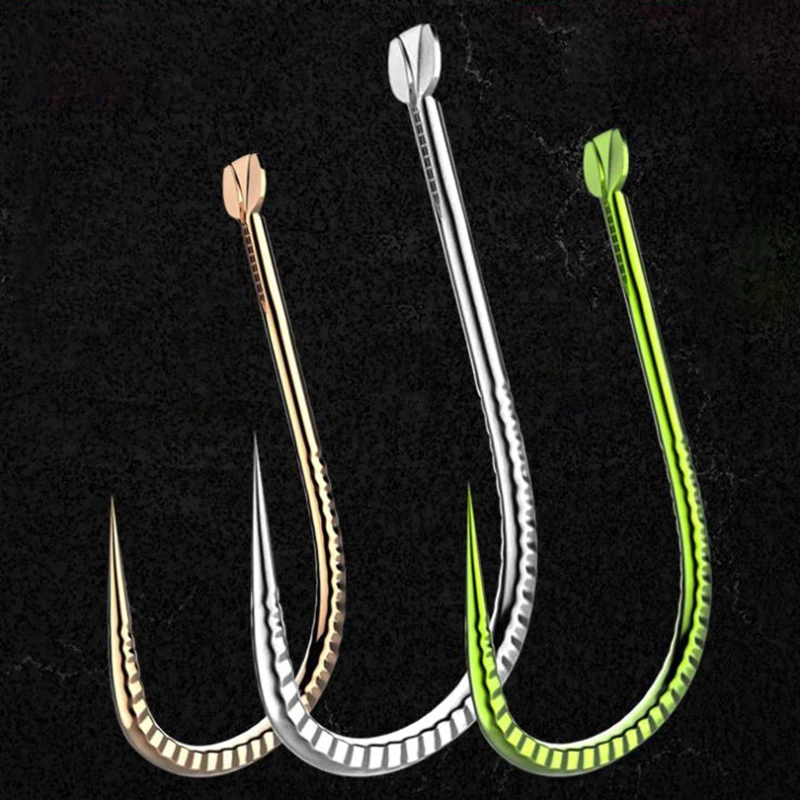 DYGYGYFZ 50Pcs/set Fishinghook Trunking Carp Fishing Hook Barbless Saltwater Fresh Water Fishing Hooks Non-barb Fishhooks