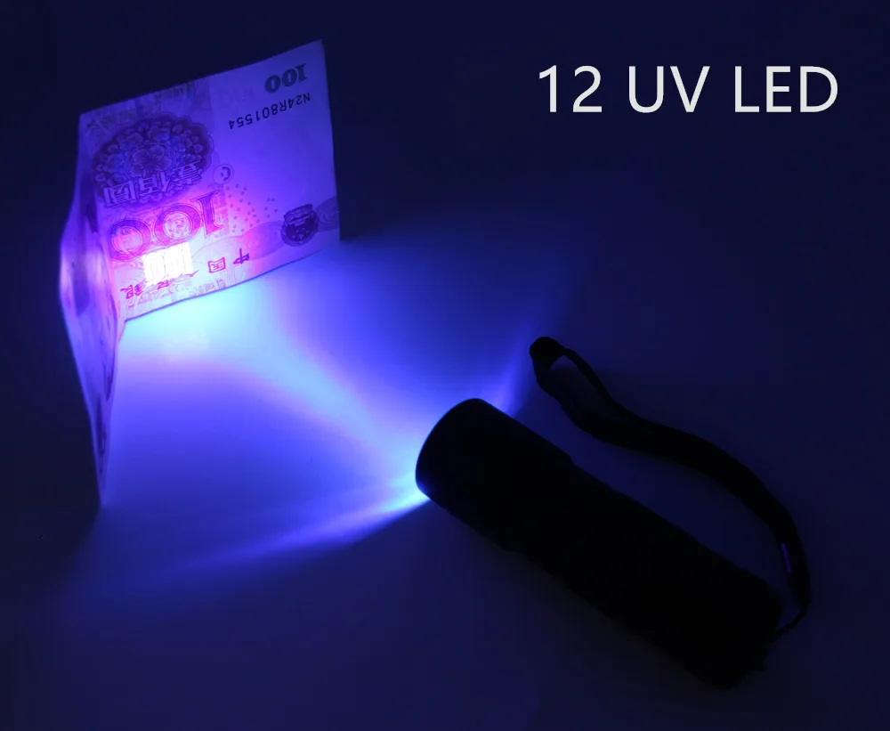 Linterna UV LED, lámpara de luz, 21LED, 12LED, 395-400nm