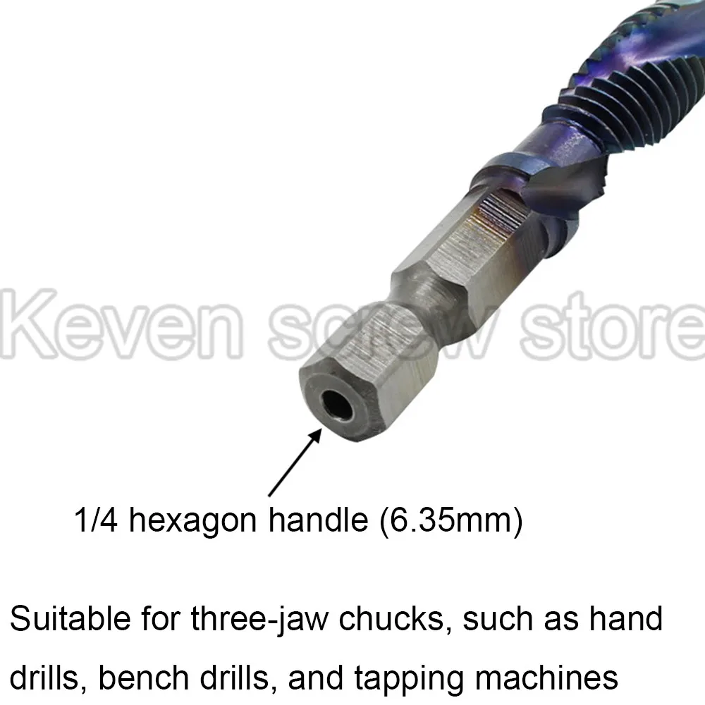 6PCS Titanium Plated Hex Shank HSS Screw Thread Metric Tap Drill Bits Screw Machine Compound M3-M10 Hand Tools