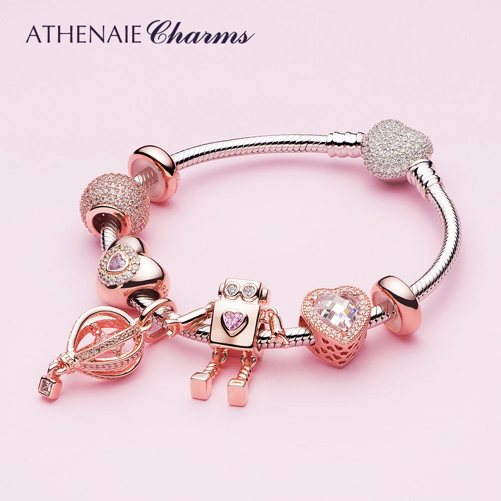 ATHENAIE 925 Sterling Silver Bracelet With Silver Alloy Beads Fairy Tale Journey Charms Bracelet For Jewerly Valentine Day Gift