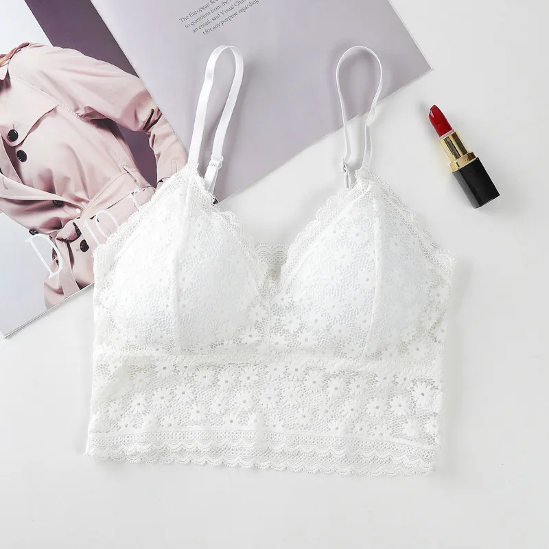 Lace Top Sexy Lingerie Wireless Bras For Women V Neck Bralette Female Brassiere Soft Backless Fashion Bras Top Underwear