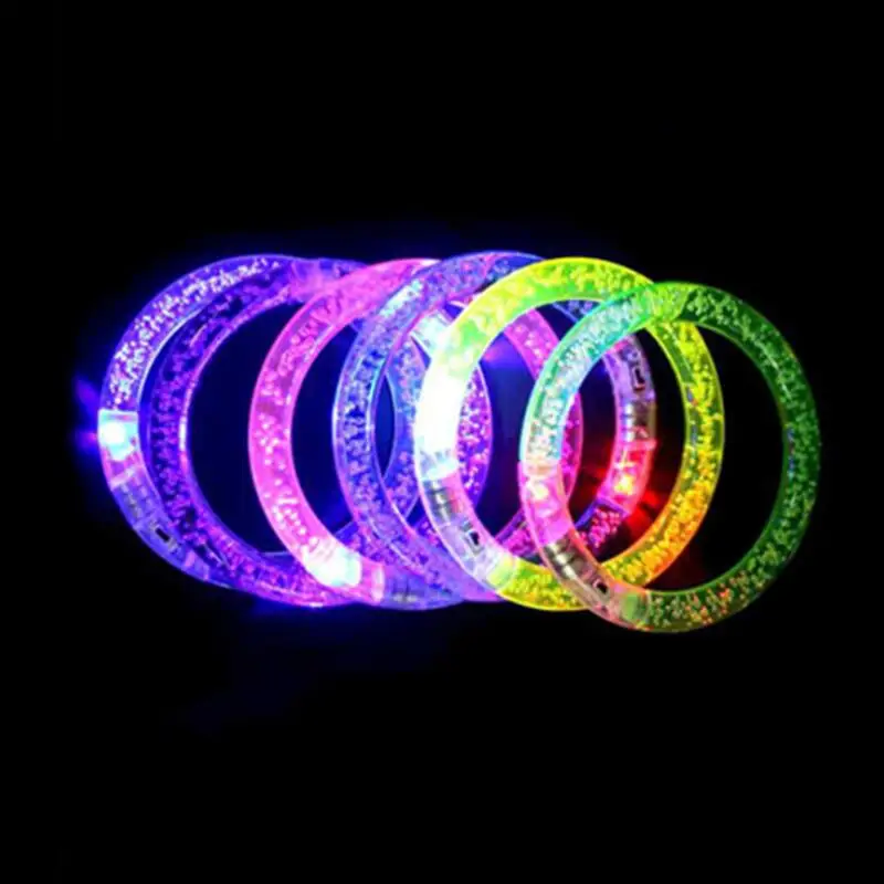 LED Glitter Glow Bracelet Flash Light Stick Acrylic Crystal Gradient Hand Ring Bangle Creative Christmas Party Supplies LX9296