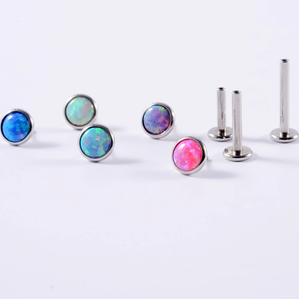 1PC Surgical Steel Opal Zircon Top Threadless Cartilage Tragus Helix Earring Piercing Labret Stud Lip Ring Easy to wear Jewelry